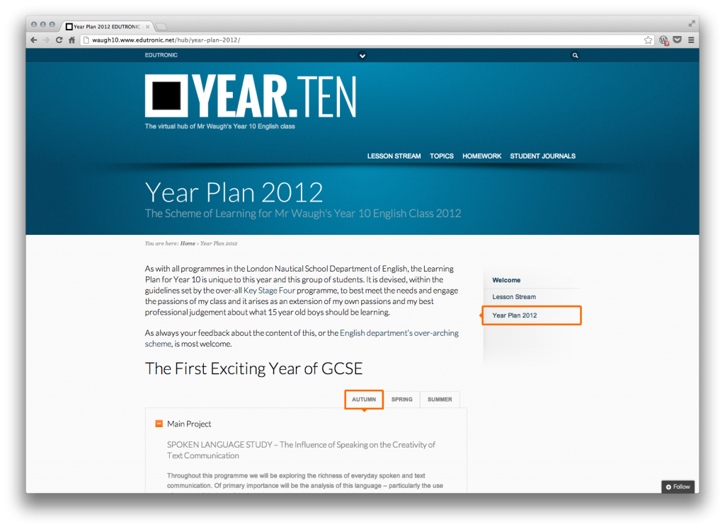 01 - Class Blog - Year Plan