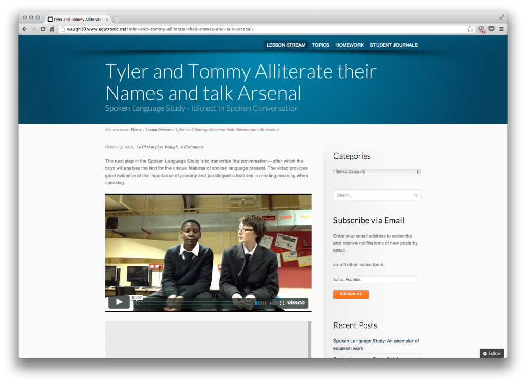 02 - Class Blog - Student Videos