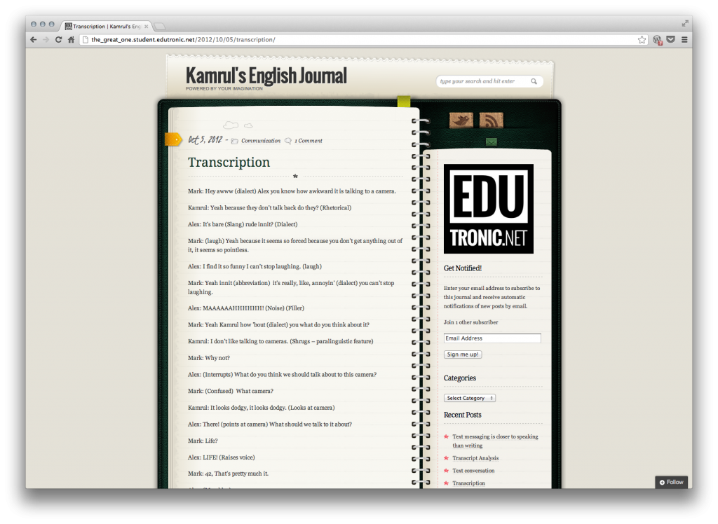 03 - Student Blog - Transcribe