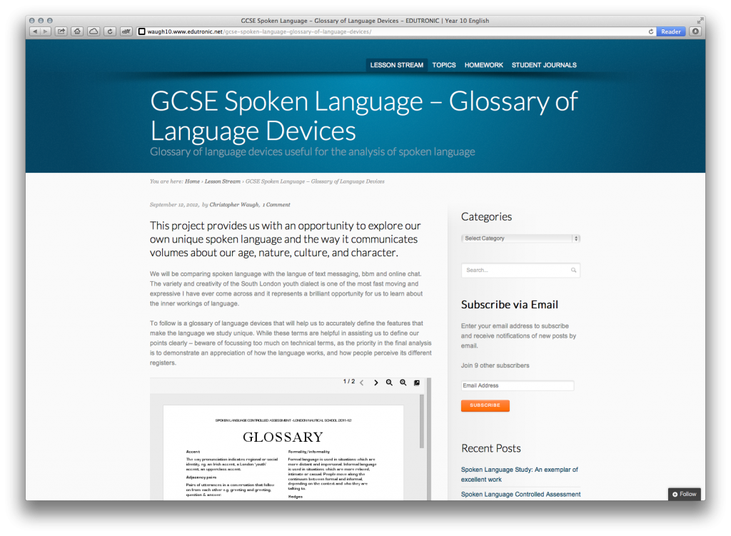 05 - Class Blog - Glossaries and Resources